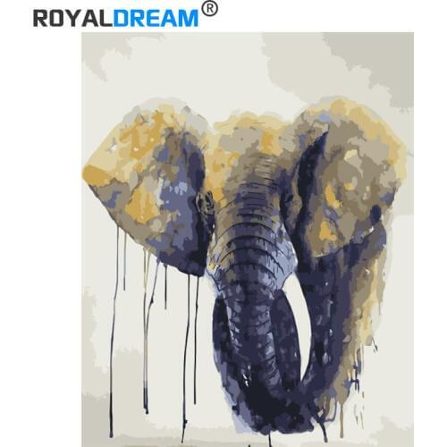 ROYALDREAM The Elephant DIY Painting By Numbers Handpainted Canvas Painting Home Wall Art Picture For Living Room Unique Gift