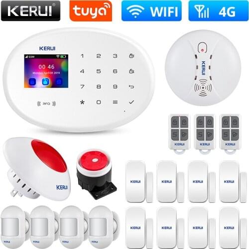 KERUI W20 Tuya Smart Alarm System Kit WIFI GSM 4G Home Security APP Remote Control Touch Panel Burglar PIR Motion Sensor