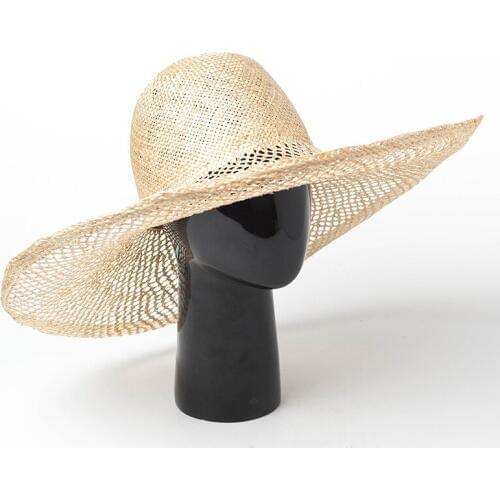 01903-hh7250 summer photographed model Hand-made hollow-out weaving sisal leisure beach lady cap men women holiday fedoras hat