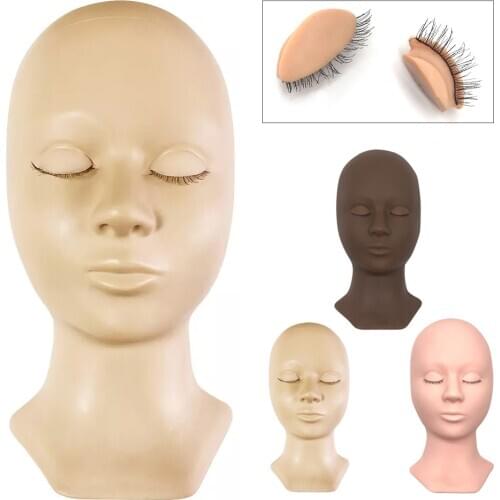 New Mannequin Head Replacement Eyelids Silicone Practice False Eyelash Extensions Makeup Model Massage Training Heads 3 Colors