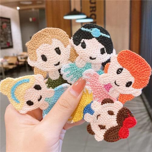 Princess Cute Broken Hairpin bb Clip Korean Cute Colorful Wool Knitted Cartoon Princess BB Clip Childrens Hair Accessories