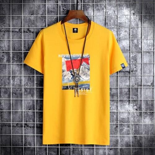 2021 NEW Snow Mountain Printing 100% cotton Men T Shirt Hip-Hop Cotton T-shirt O-neck Summer Male Causal Tshirts Fashion Loose