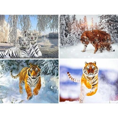DUTEY 5D DIY Diamond Painting Tiger Theme Animal Cross Stitch Kit Full Drill Embroidery Mosaic Handmade Art Gift Home Decoration