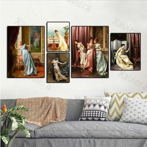 Nordic Retro Wall Art Posters for The Gathering of Ladies Canvas Paintings Modern Home Decoration Living Room Painting and Print