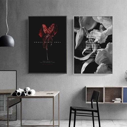 Black White Plant Leaves Flowers Wall Art Poster Abstract Botanical Canvas Painting Modern Decoration Picture For Living Room