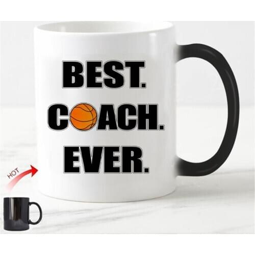 Novelty Best Coach Ever Discoloration Mug Best Basketball Coach Ever Coffee Mug Beer Cup Funny Cool Basketball Gifts Sports Cera