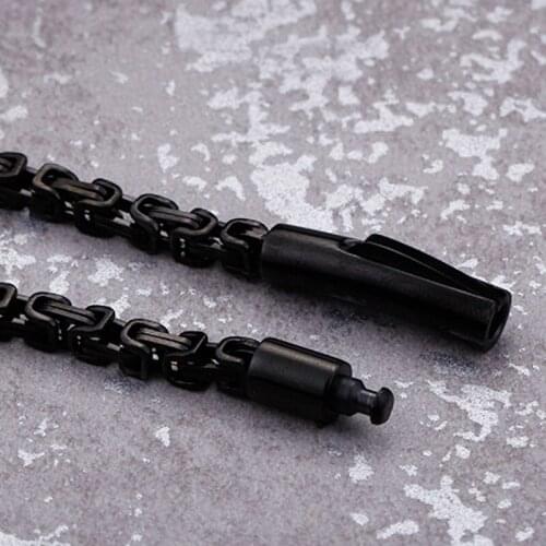 Brand New 36g IP black Stainless steel New style 4mm 24'' Byzantine chain necklace Safety hook clasp for Mens boys Gifts