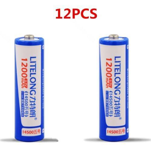 12pcs/lot Original 3.7v 1200mAh AA rechargeable battery AA Lithium rechargeable battery suitable for strong light flashlight