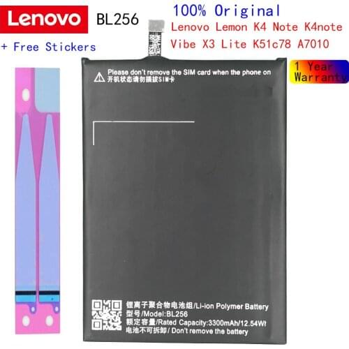 Original Real 3300mAh BL256 Battery For Lenovo Lemon K4 Note K4note X3 Lite K51c78 A7010