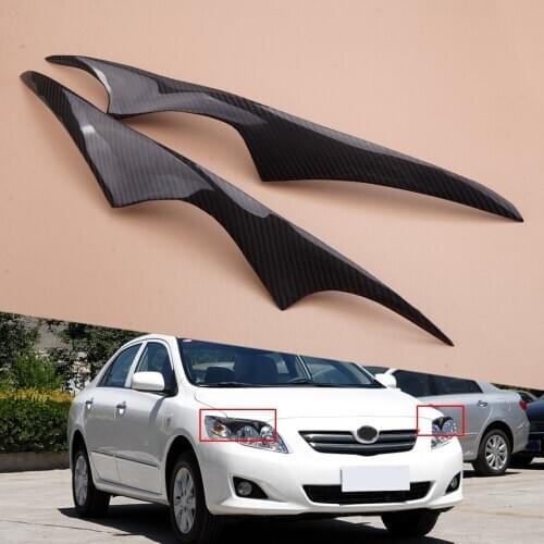 Pair JDM Carbon Fiber Headlight Lamp Eyebrow Eyelid Trim Sticker Cover Fit for Toyota Corolla 2003-2008