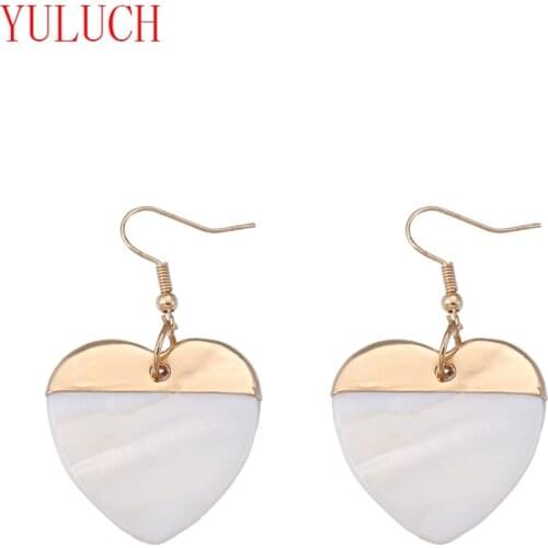 YULUCH Beach Popular Style Zinc Alloy Inlaid Heart-shaped Water Drop Round Pendant for Romantic Fashion Woman Earrings Jewelry