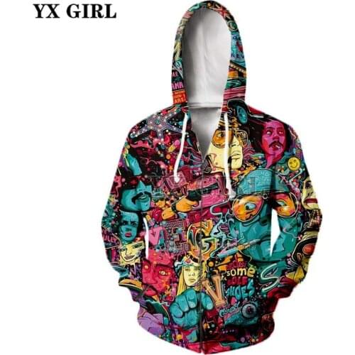 Drop shipping 2018 New Fashion Zipper hoodies painting fear and loathing in las vegas Print 3d Men/Women Hooded jacket