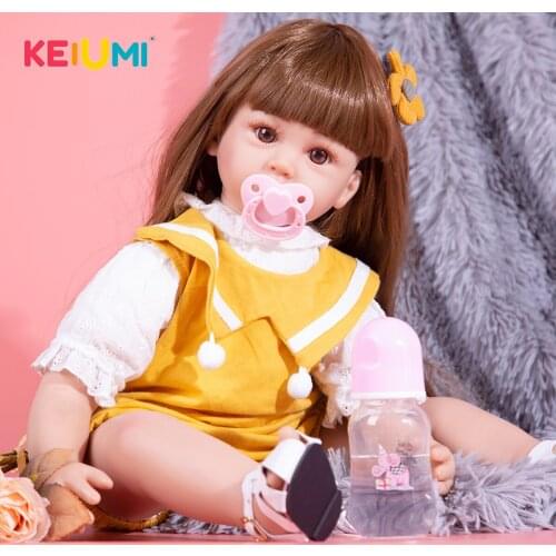 KEIUMI Realistic 60 CM Reborn Baby Dolls Lifelike Cloth Body Toddler Doll Stuffed Toys Bebe Reborn For Kids Playmate Gifts