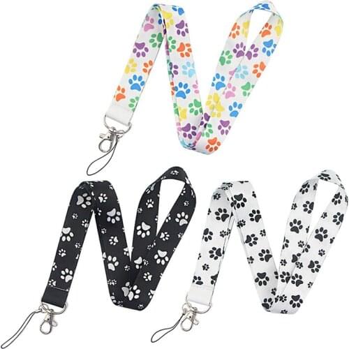 1PC The Footprints of Cute Dog Style Terylene Phone Strap Women And Men Mobile Phone Key Neck Lanyard Wholeslae