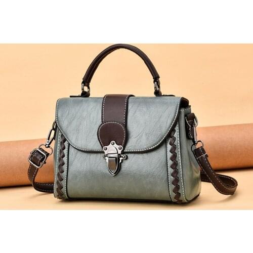 Retro Lock Handle Bag Women PU Leather Crossbody Bag Fashion Square Shoulder Bag Small Messenger Handbag Shopping Purse Bolsa