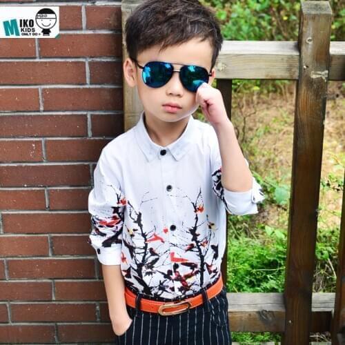 100% Cotton Retail modis long sleeve boys shirts kids intimate clothes shirt Child tights blouse,G556