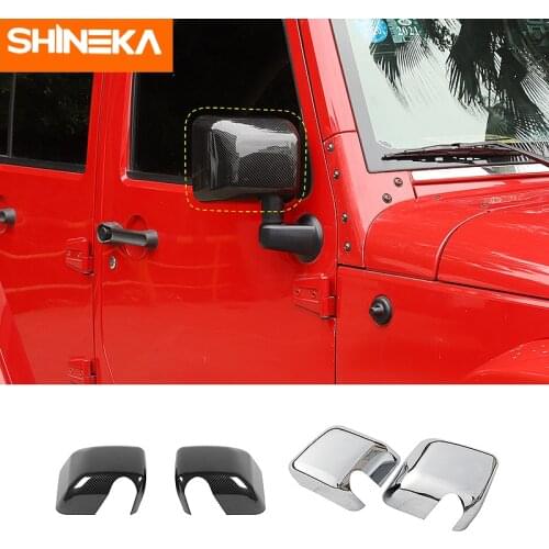 SHINEKA Mirror & Covers for Jeep Wrangler JK Car Exterior Rearview Mirror Trim Cover Accessories for Jeep Wrangler JK 2007-2017