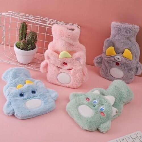 Cute Winter Warm Heat Reusable Hand Warmer PVC Stress Pain Relief Therapy Hot Water Bottle Bag with Knitted Soft Cozy Cover