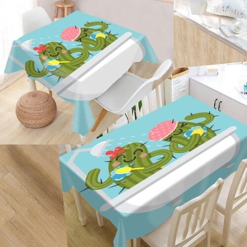 Cactus Plants Custom Table Cloth Oxford Fabric Rectangular Waterproof Oilproof Table Cover Family Party Tablecloth