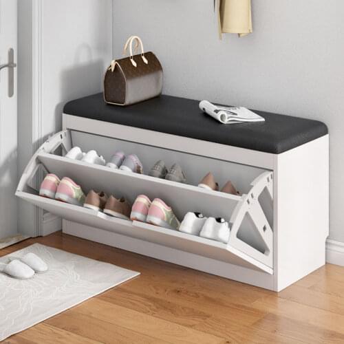Dual-purpose Shoe Changing Stool Coming with Shoe Cabinet Flip Frame Design Household Entrance Bench Multi-layer Shoes Shelf