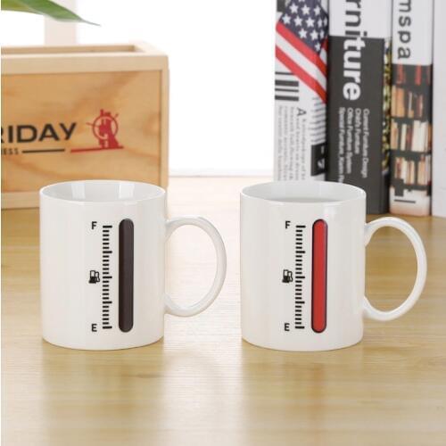 Fuel Coffee lovers tank up Mug change Colour Changing Heat Sensitive Ceramic Coffee Surprise Gifts Magic Tea Cup Mugs gazolin