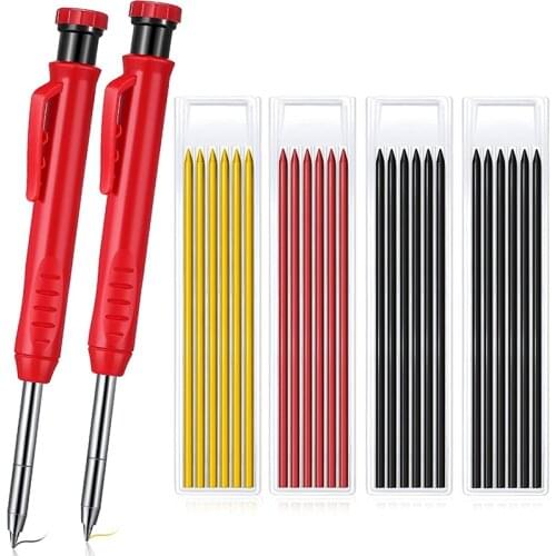 Solid Carpenter Pencil 2 Carpenter Pencils 24 Mechanical Pencil Refill Construction Woodworking Marker For Architect Retail