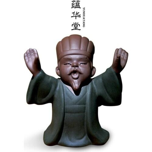 Creative Zisha tea pet ornaments Three characters Zhuge Liang Kongming pen holder pen holder Tea set tea ceremony zero match