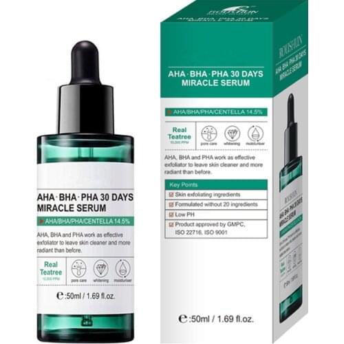 50ml AHA BHA PHA 30 Days Miracle Serum Soothing Exfoliating Moisturizing Tea Tree Face Essence Dead Skin Cell Acne Removal