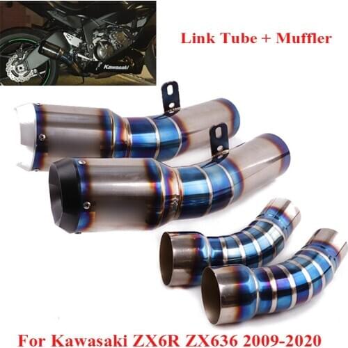 ZX6R Titanium Alloy Motorcycle Exhaust Muffler Mid Connection Link Pipe for Kawasaki Ninja ZX6R ZX636 2009-2020