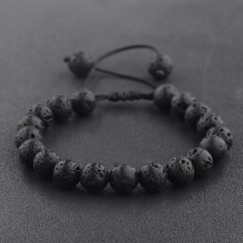 Yingwu Black Lava Healing Beaded Bracelet Natural Lava Stone Diffuser Bracelet Jewelry High Quality Energy Bracelet