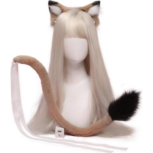 Faux Fur Lion Ear Hairpin Wolf Fox Tail Halloween Animal Cosplay Makeup Ball Party Costume Toy Children Adult Gift