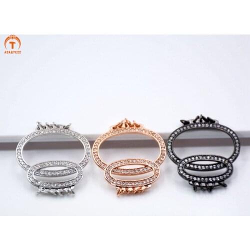 ASA&TESS oval Clasp Buckle CZ Micro paved Nonadjustable Interlocking Clasp Fastener for Jewelry Findings multi strands connector