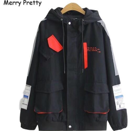 Merry Pretty 2020 Boys Girls Winter Black Jackets And Coats Women Appliques Long Sleeve Hooded Zipper Jacket Outerwear