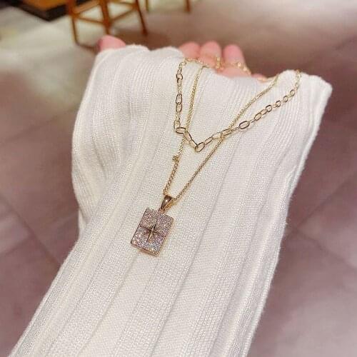 New Fashion Star Geometric Necklace Gold Color rectangle Chain Necklace For Women Jewelry Gift