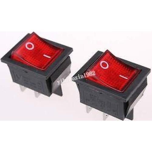 10pcs Red Illuminated Light On/Off DPST Boat Rocker Switch 10A/ 250V 20A/250V A