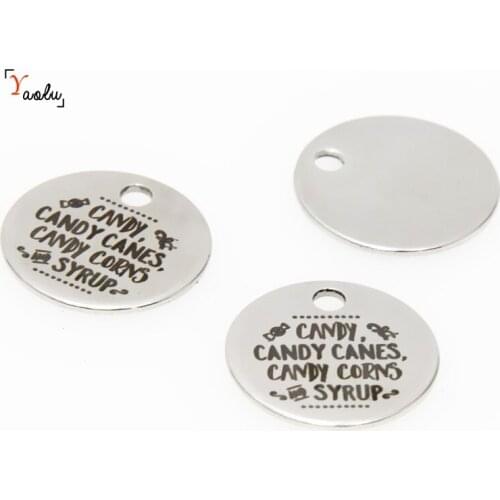 10pcs/lot Candy charm Candy Candy canes candy corns and syrup Stainless steel message Charm pendant 20mm