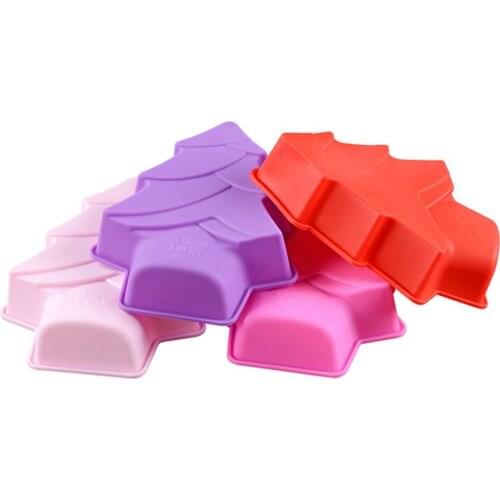 10Pcs 14cm Christmas Tree Small Silicone Xmas Cake Mold Decoration Shape Microwave Oven Kitchen Tool bakeware baking accessories