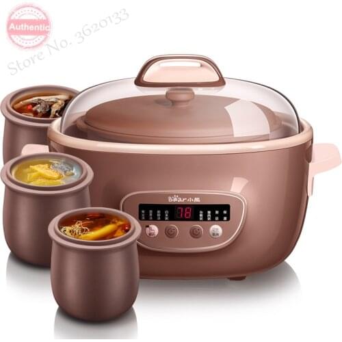 2.5L Electric Stew Pot with steamer 380W Full Automatic Electric Slow Cooker Smart Reservation Porridge Pot Anti-dry 220V