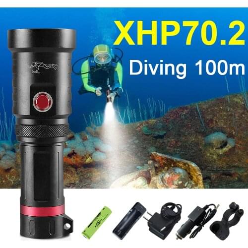2021 Newest Professional XHP90 LED Diving Flashlight 18650 XHP70 Powerful Diving Torch Light Rechargeable Scuba Underwater Lamp