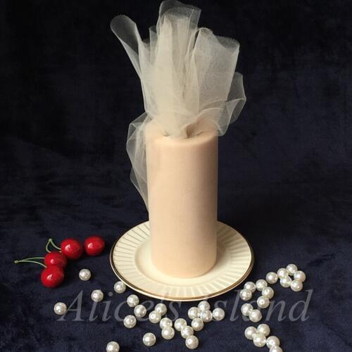 2200 x 15cm/roll beige color Organza Sheer Gauze Element Table Runner Tissue Tulle Roll Spool Craft Wedding Party Decoration