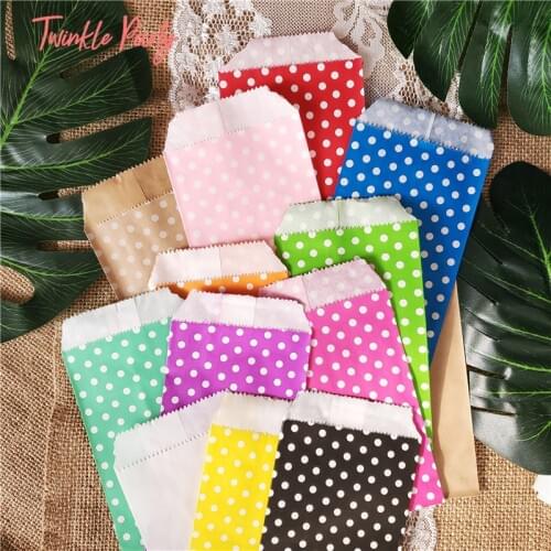 25pcs Paper Bag Mini Colorful Polka Dot Bags Favor Gift Packing Paper Treat Gift Bag Baking Package Supplies