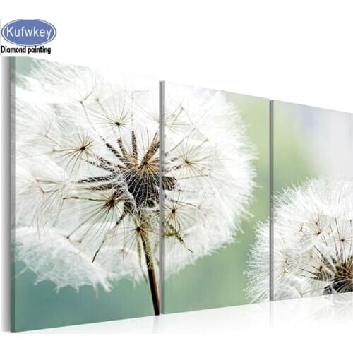 Dandelion series flower 5D DIY Diamond Painting Full square round Diamonds Cross Stitch Diamond Embroidery 3pcs mosaic kit
