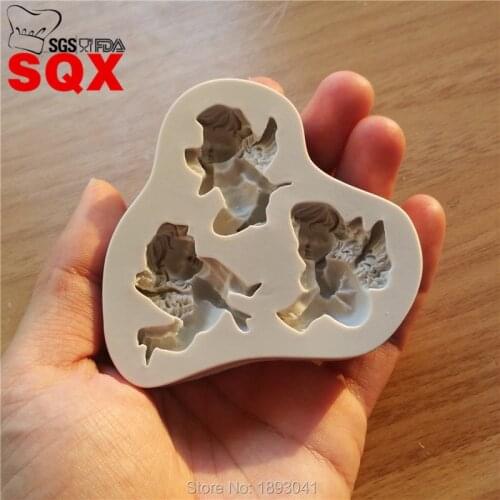 3PC Lovely Angel Silicone Cake Mold Cake Border Decoration Fondant Cake Decorating Tools Chocolate Gumpaste Mold Baking SQ16362