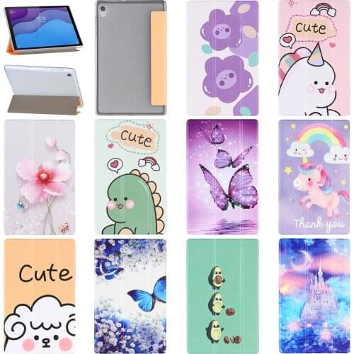 3D Cute Flower Print TPU+Leather Trifold Stand Slim Smart Case Cover for Lenovo M10 HD 2nd Gen 10.1"inch 2020 TB-X306X/TB-X306F