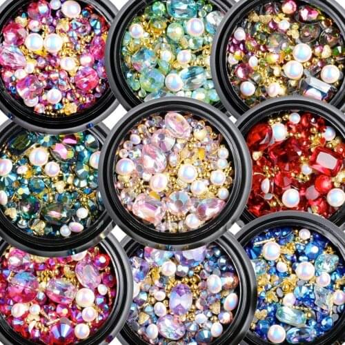 3D Nail Art Rhinestones Studs Acrylic Tips Stickers Decoration in Wheel Manicure (pattern - Mix Rhinestones moon, star shapes)