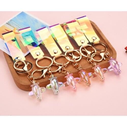 Acrylic Colorful Small Airplane Keychain Cartoon Airplane Pendant Key Chain Accessories Car Bag Pendant Keyring Gifts