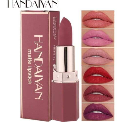 HANDAIYAN 6 Color Velet Matte Non-stick Cup Non-Fading Lipstick Long Lasting Smooth Texture Fashion Lips Makeup New Design