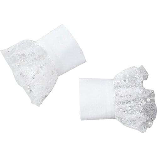 Ladies Decorative Ruffles Floral Lace Horn Cuff Imitation Pearl Beading Detachable Fake Sleeves Sunscreen Wristband Clothing New