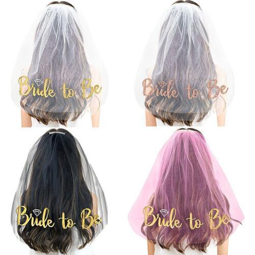 Bachelorette Party Supplies Rose Gold Glitter Bride To Be Wedding Veil for Bridal Shower Hen Night Party Decorations Accessories
