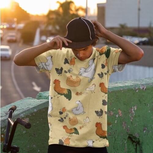 Chicken T Shirt Cute Polyester Basic T-Shirt Short-Sleeve Printed Tee Shirt Oversize Male